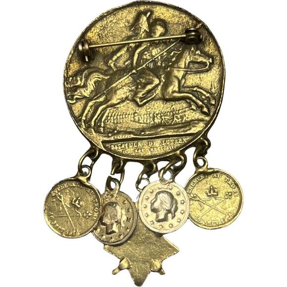 Rare Vintage Napoleon Bonaparte Emp Et Roi Dangle Moving Badge Brooch Pin - Picture 3 of 4